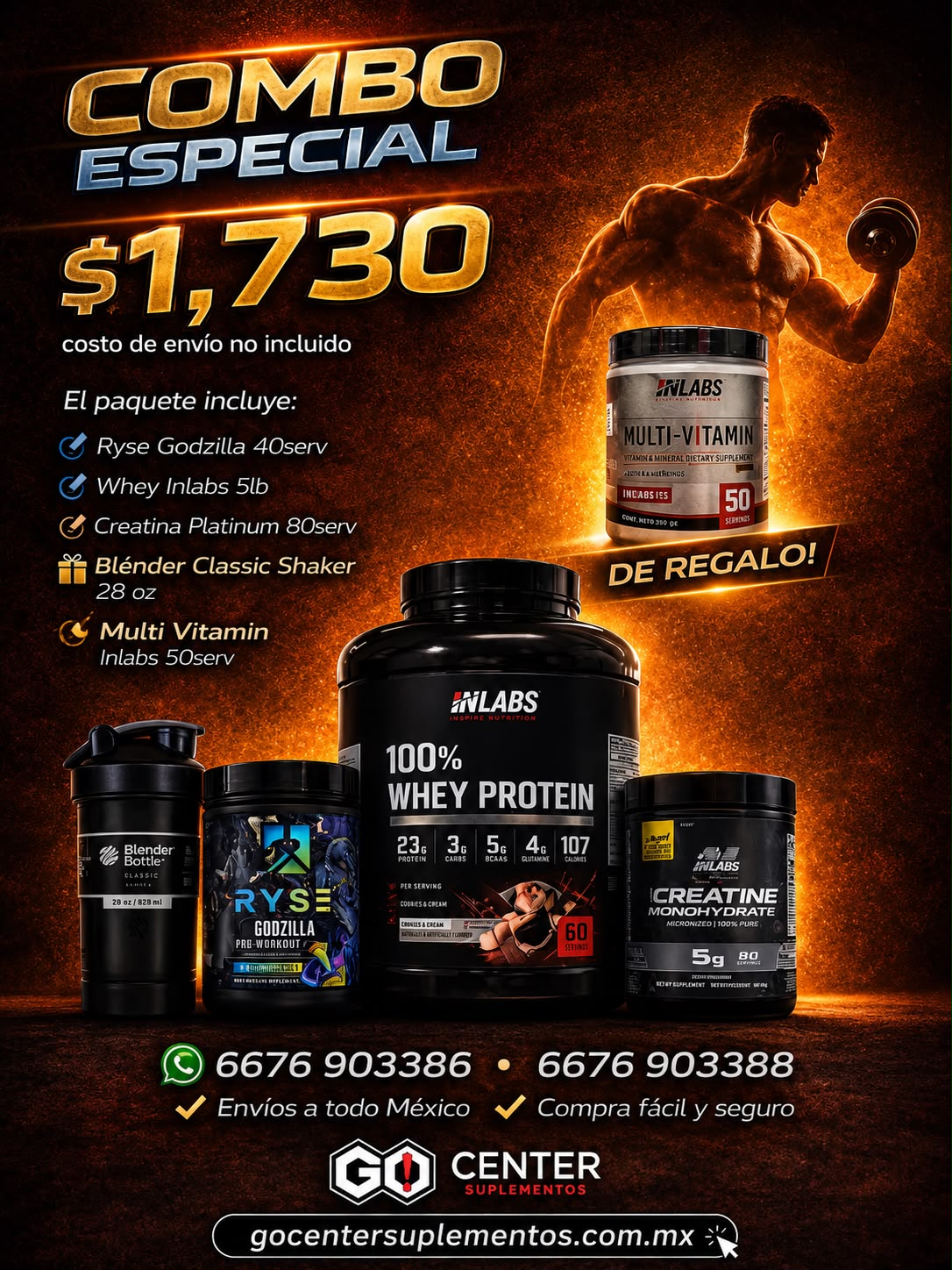 Combo Especial Whey, Ryse y Creatina
