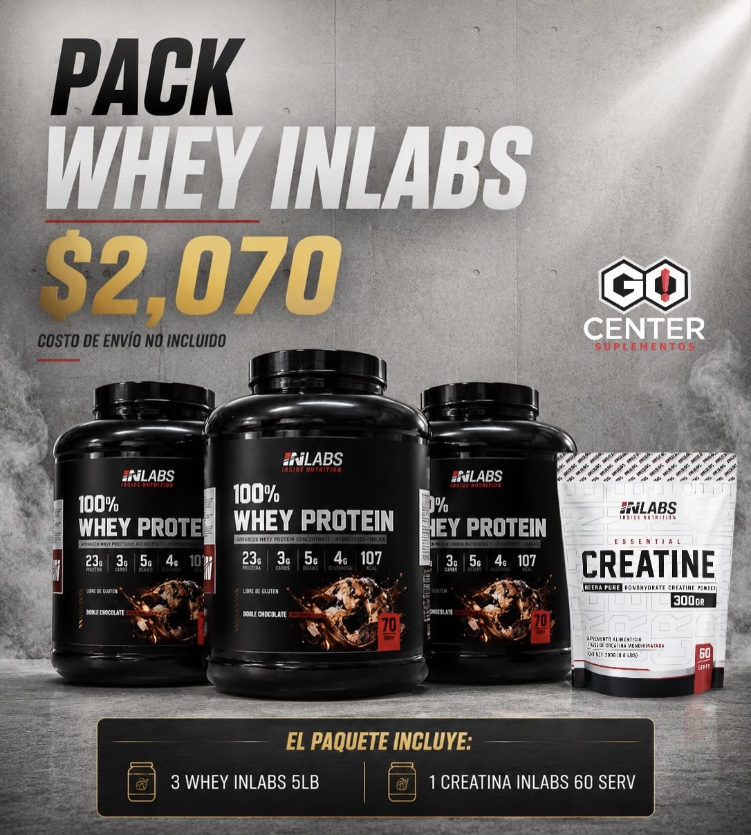 Pack Whey Inlabs 3 + Creatina 60
