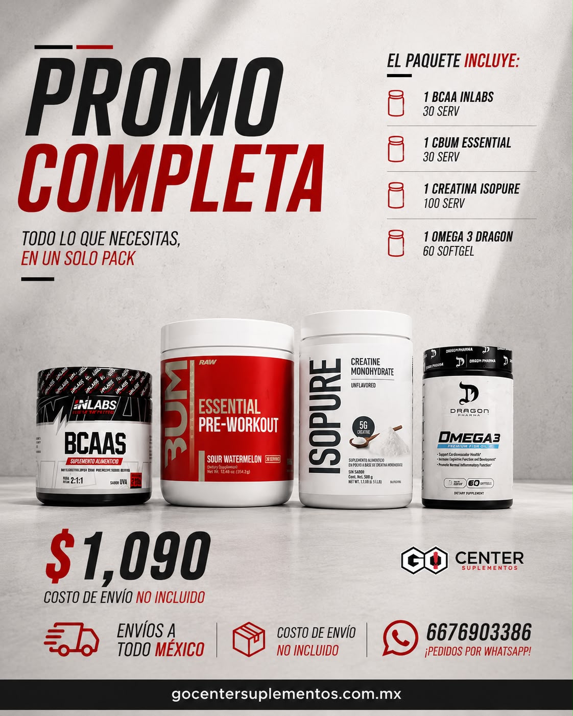 Promo Completa BCAAS, Pre e Isopure